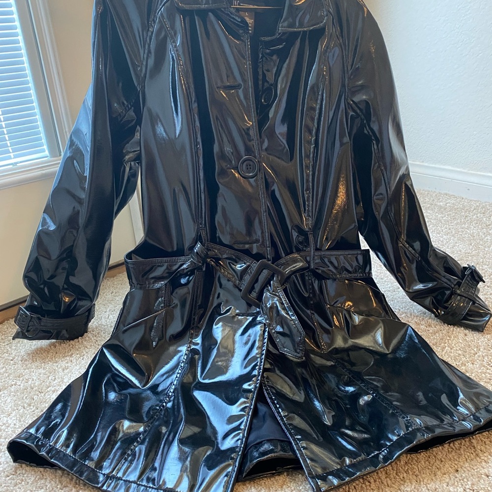 Glossy Black Women's Trench Coat